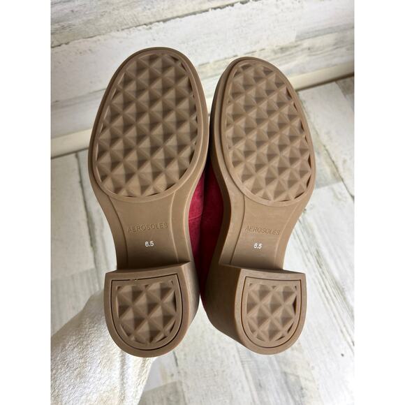 Aerosoles Women’s 6.5 Red Suede Tassel Slip-On Gibes Block Heel Loafers shoe New - Picture 7 of 8